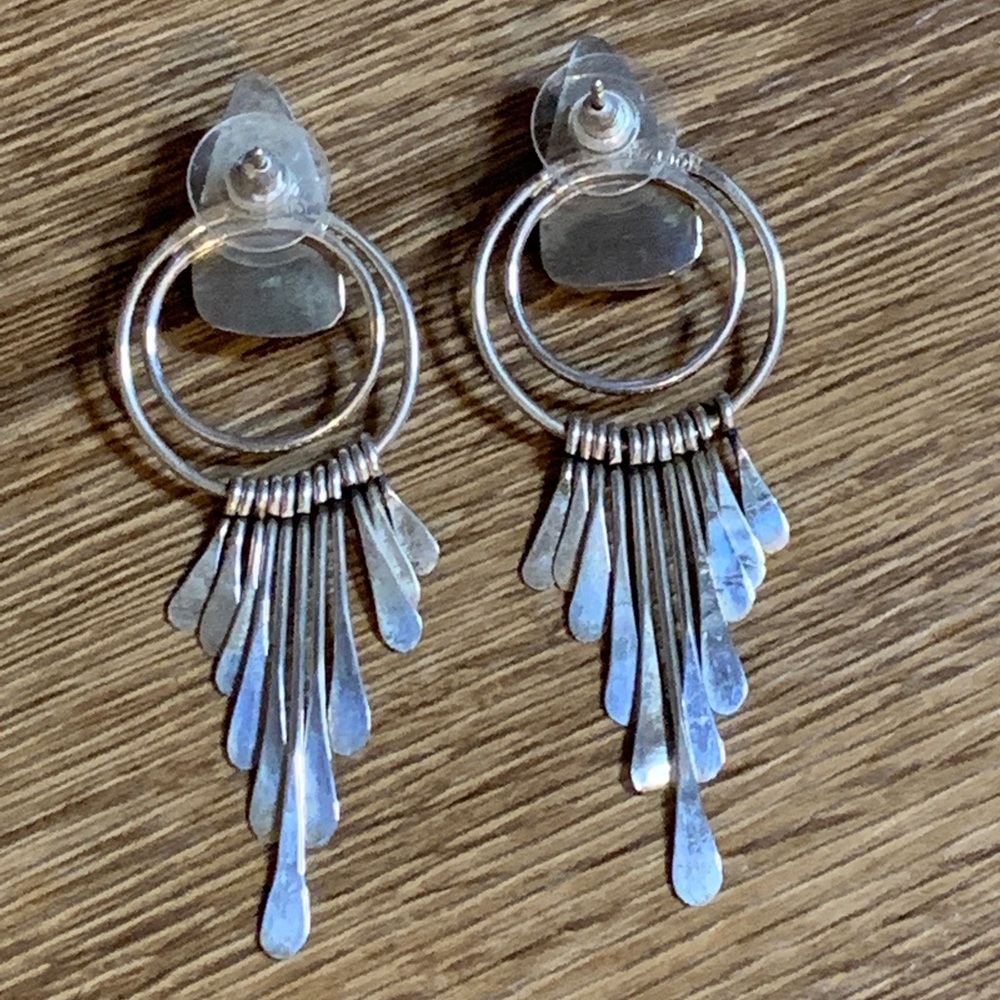 Vintage Carico Lake Turquoise Dangle Sterling Silver Earrings - Picture 5 of 7